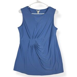 Cato Top Womens M Medium Blue‎ Faux Wrap Accent Sleeveless NWT